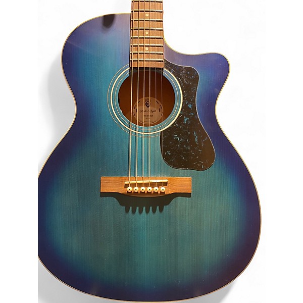 Used Guild om240ce Blue Acoustic Electric Guitar