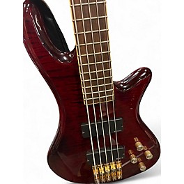 Used Schecter Guitar Research Stiletto Elite 5 String Crimson Red Trans Electric Bass Guitar