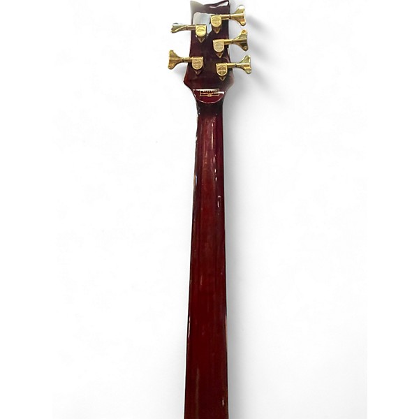 Used Schecter Guitar Research Stiletto Elite 5 String Crimson Red Trans Electric Bass Guitar
