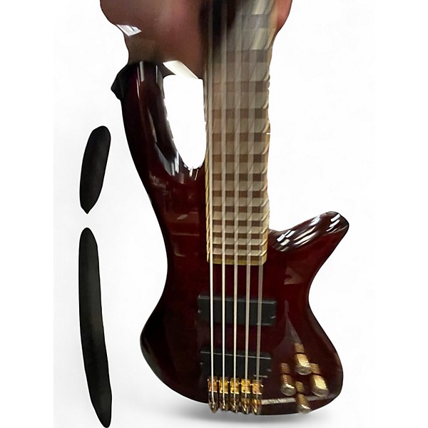 Used Schecter Guitar Research Stiletto Elite 5 String Crimson Red Trans Electric Bass Guitar
