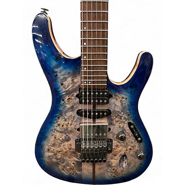 Used Ibanez S1070PBZ Blue Ghost Flames Solid Body Electric Guitar