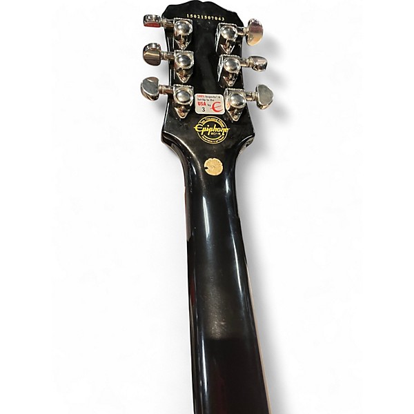 Used Epiphone Les Paul Custom Pro Black and Silver Solid Body Electric Guitar