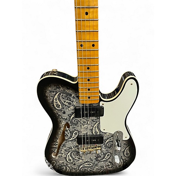 Used Fender Custom Shop Dual P90 Black Paisley Hollow Body Electric Guitar