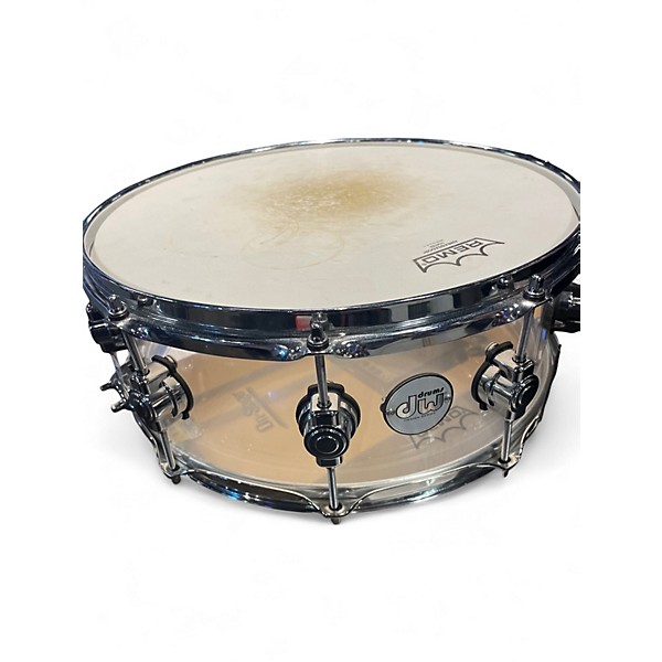Used DW 5.5X14.5 Design Series Acrylic Snare Clear Drum