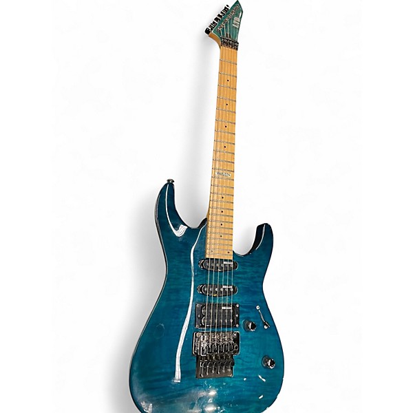 Used ESP MH103QM teal Solid Body Electric Guitar
