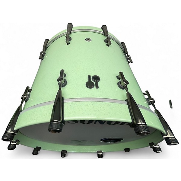 Used SONOR 7 Piece S2Q Medium Maple Kit Mint Green Sparkle Drum Kit