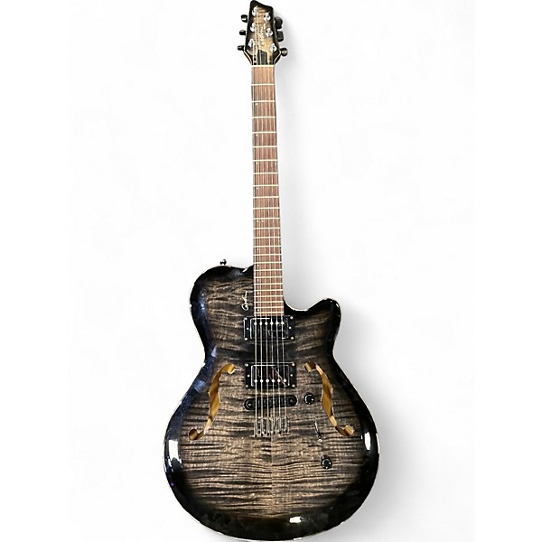 Used Godin Flat Five Trans Black Hollow Body Electric Guitar