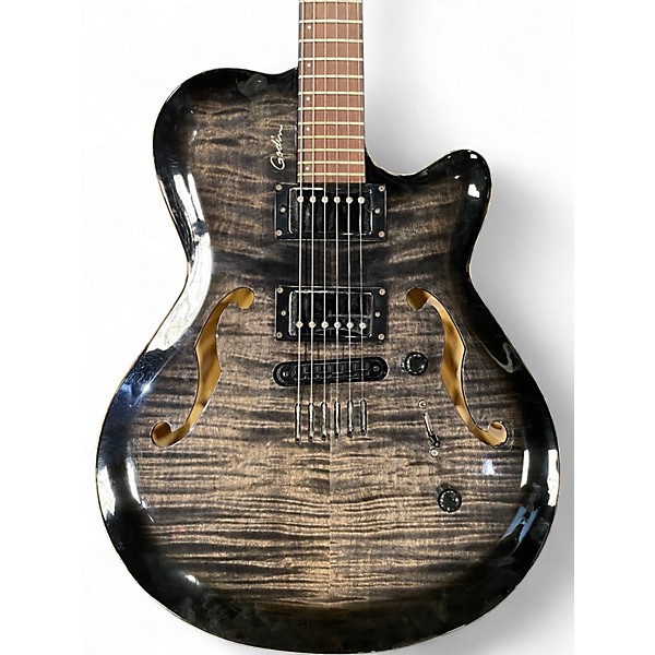 Used Godin Flat Five Trans Black Hollow Body Electric Guitar