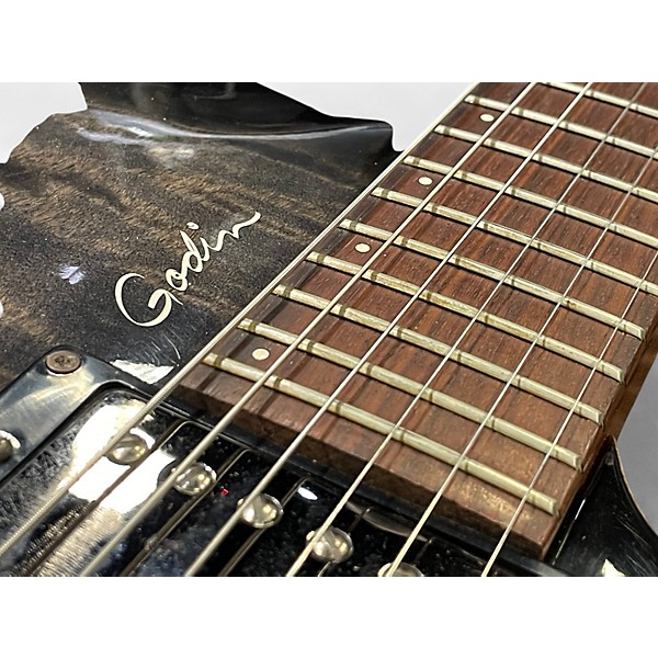 Used Godin Flat Five Trans Black Hollow Body Electric Guitar