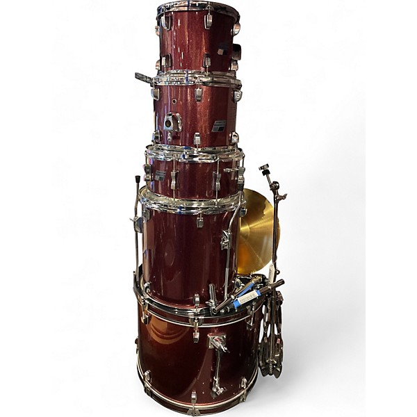 Used Ludwig 5 Piece BACKBEAT WINE RED SPARKLE Drum Kit