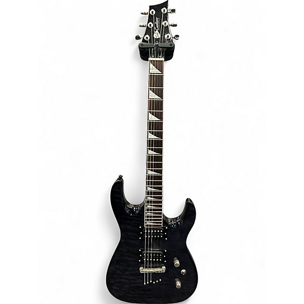 Used S&t Custom Guitar Double Cut Trans Black Solid Body Electric Guitar
