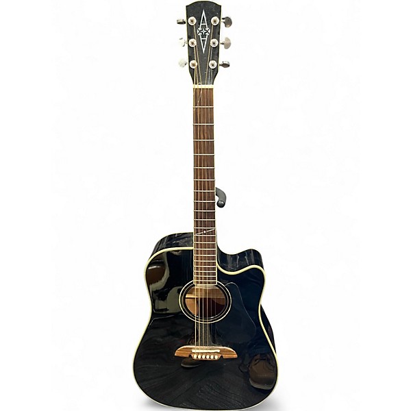 Used Alvarez AD60 Dreadnought Black Acoustic Electric Guitar