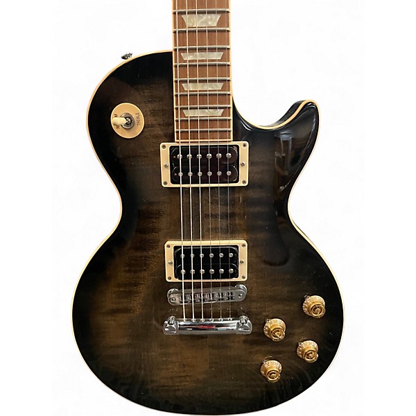 Used Gibson Les Paul Classic Plus Trans Black Solid Body Electric Guitar