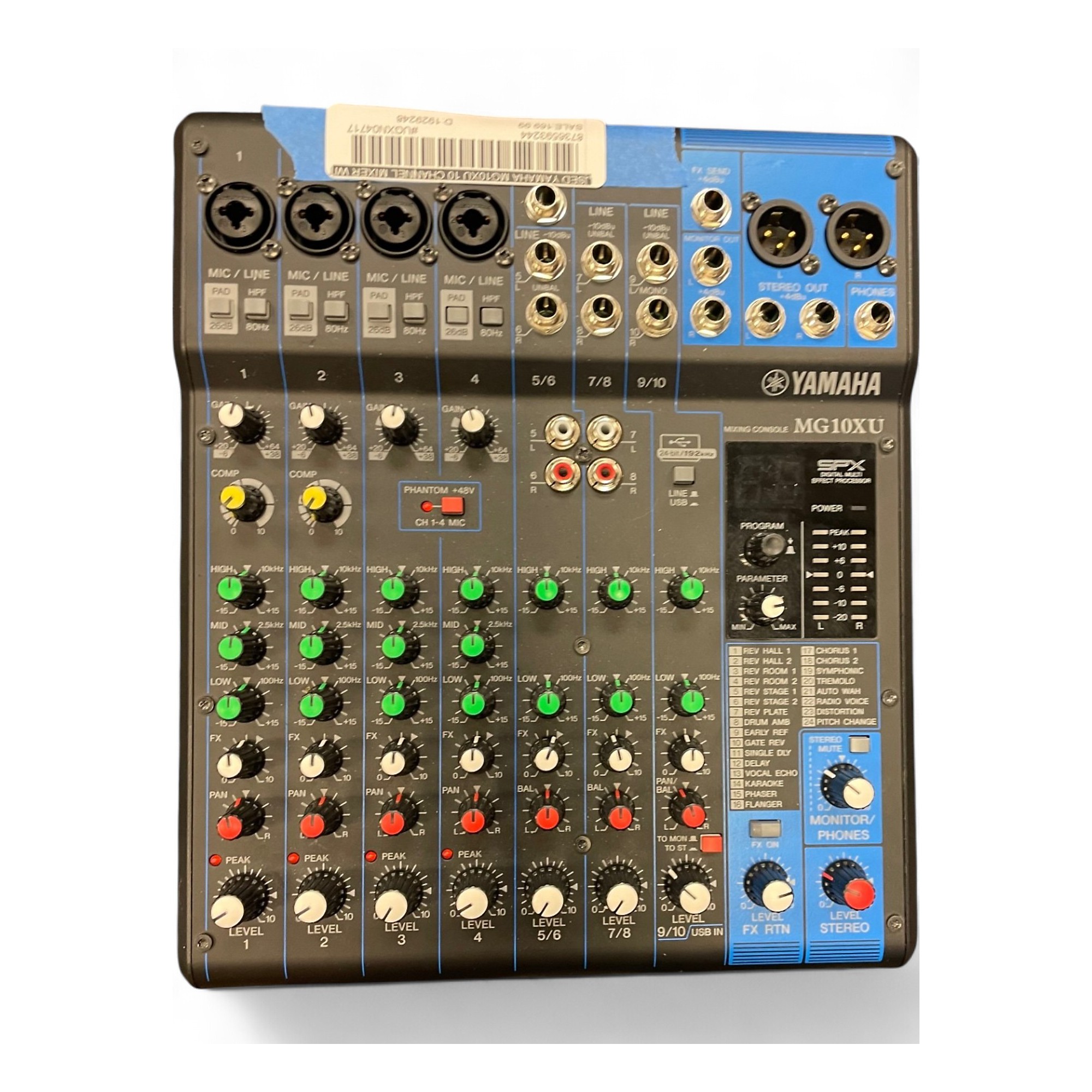 Used Yamaha MG10XU 10 Channel Mixer with Effects Unpowered