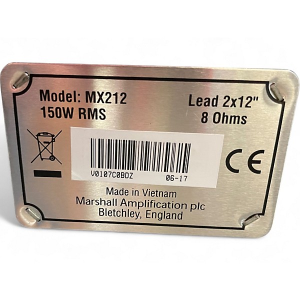 Used 2017 Marshall MX212 2x12 Guitar Cabinet