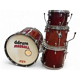 Used 2000s ddrum 4 Piece Maple/Ash Dominion Custom Trans Red Drum Kit