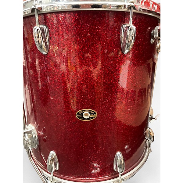 Vintage 1960s Slingerland 3 Piece Bop Red Sparkle Drum Kit