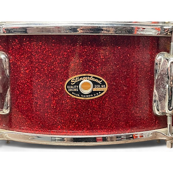 Vintage 1960s Slingerland 5.5X14 Snare Red Sparle Drum