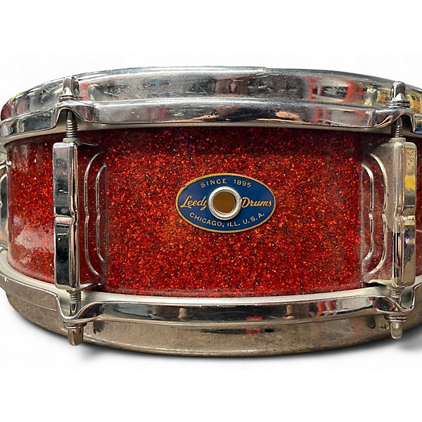 Vintage 1950s Leedy 5X14 Snare Red Sparkle Drum