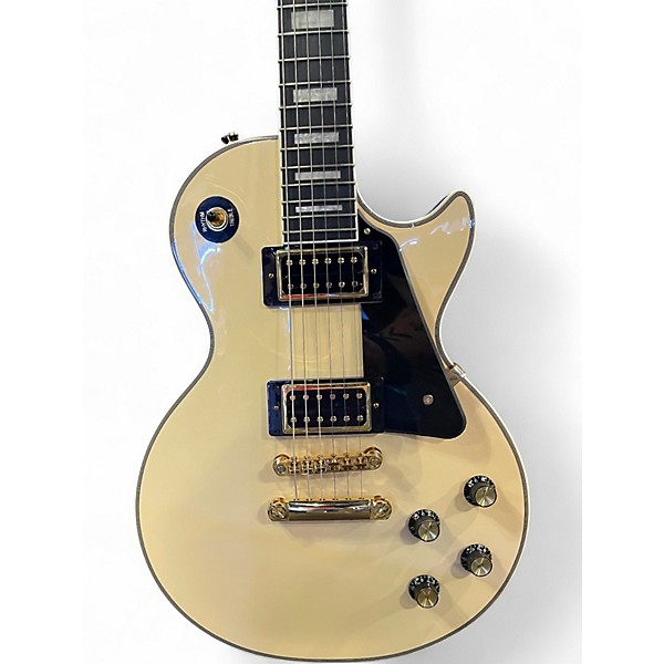 Used 2020s Epiphone Les Paul Custom Blackback Antique Ivory Solid Body Electric Guitar