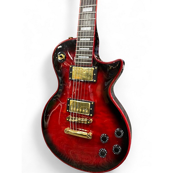 Used Firefly ELITE SINGLE CUT CUSTOM COPY Red to Black Fade Solid Body Electric Guitar