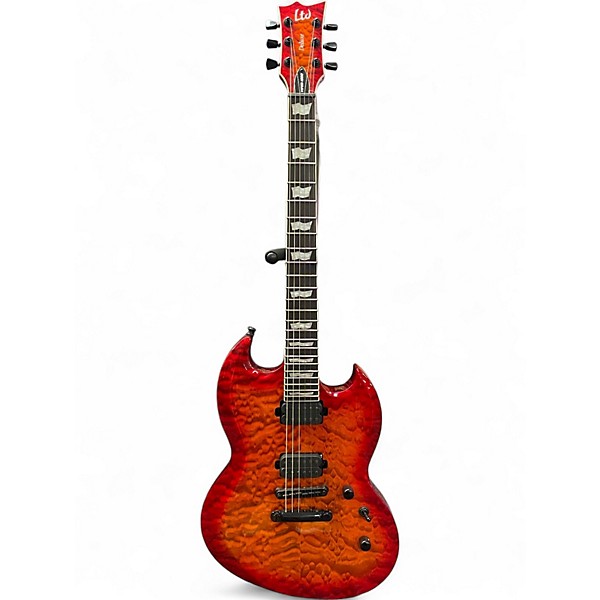 Used ESP LTD Viper 1000 Deluxe Trans Red Solid Body Electric Guitar