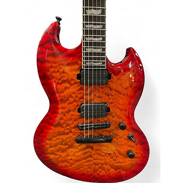 Used ESP LTD Viper 1000 Deluxe Trans Red Solid Body Electric Guitar