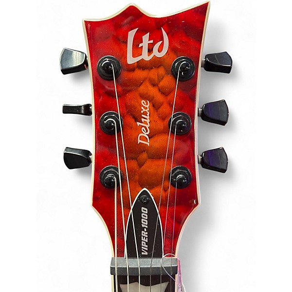 Used ESP LTD Viper 1000 Deluxe Trans Red Solid Body Electric Guitar