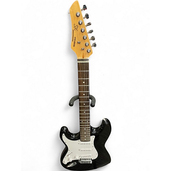 Used SX LEFTY S SHAPE Black Solid Body Electric Guitar