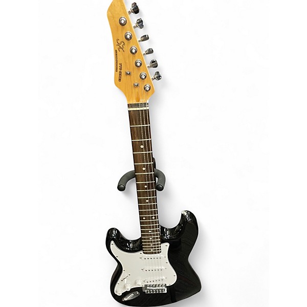 Used SX LEFTY S SHAPE Black Solid Body Electric Guitar