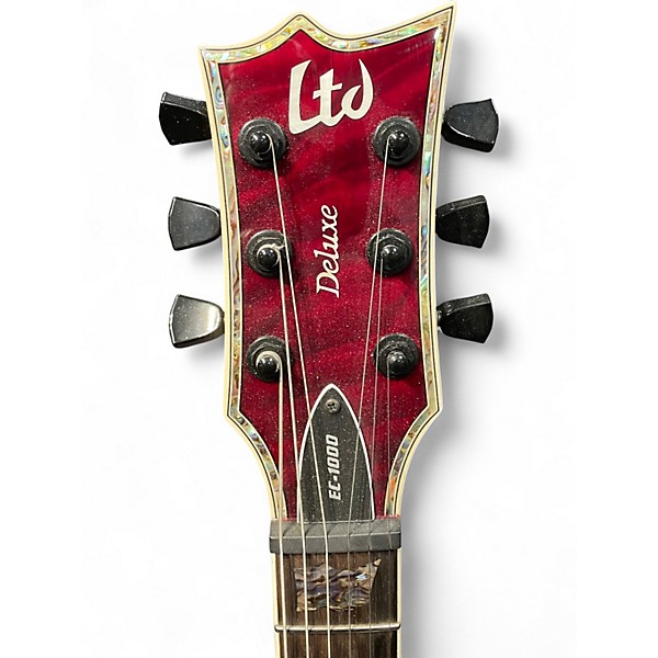 Used ESP EC1000 Deluxe See Thru Black Cherry Solid Body Electric Guitar