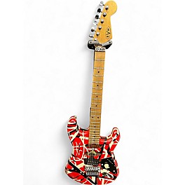 Used 2021 EVH Striped Series Frankie Red with Black and White Stripes Solid Body Electric Guitar