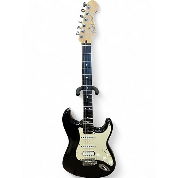 Used 2000s Fender Standard Stratocaster HSS Black Solid Body Electric Guitar