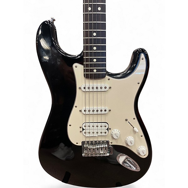 Used 2000s Fender Standard Stratocaster HSS Black Solid Body Electric Guitar