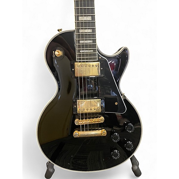 Used Epiphone Les Paul Custom Black and Gold Solid Body Electric Guitar