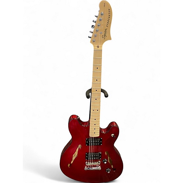 Used Squier Affinity Series Starcaster Candy Apple Red Metallic Hollow Body Electric Guitar
