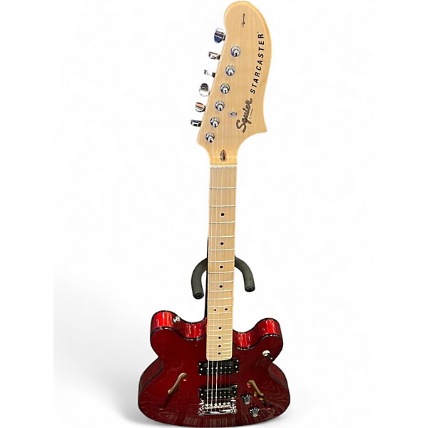 Used Squier Affinity Series Starcaster Candy Apple Red Metallic Hollow Body Electric Guitar