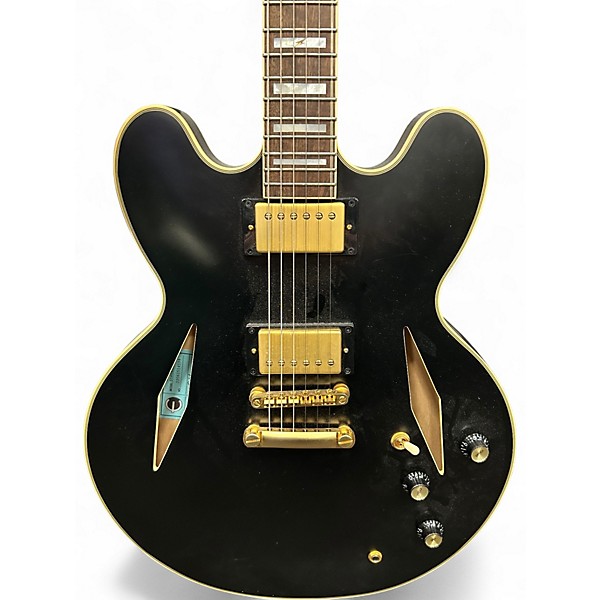 Used 2022 Epiphone Emily Wolf Sheraton Stealth Black Hollow Body Electric Guitar