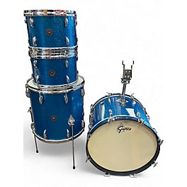 Vintage 1960s Gretsch Drums 4 Piece ROCK AND ROLL ROUND BADGE BLUE SPARKLE Drum Kit
