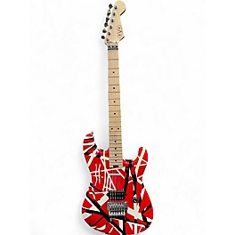 Used EVH Striped Series Red with Black and White Stripes Solid Body Electric Guitar