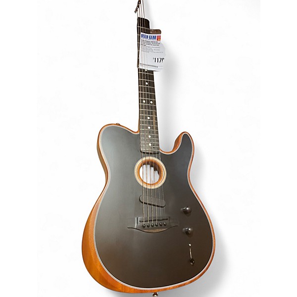 Used Fender American Acoustasonic Telecaster Black Acoustic Electric Guitar