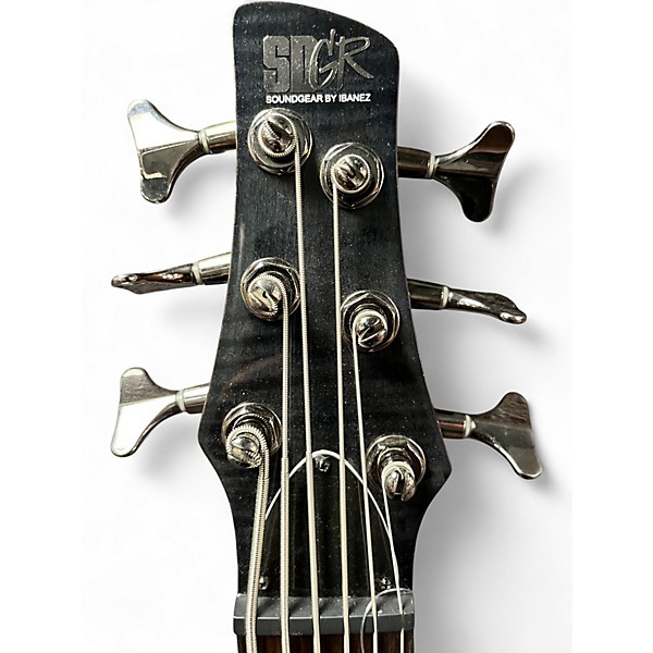 Used Ibanez SR706 6 String Trans Black Electric Bass Guitar