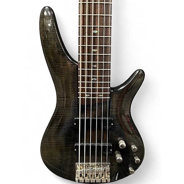 Used Ibanez SR706 6 String Trans Black Electric Bass Guitar