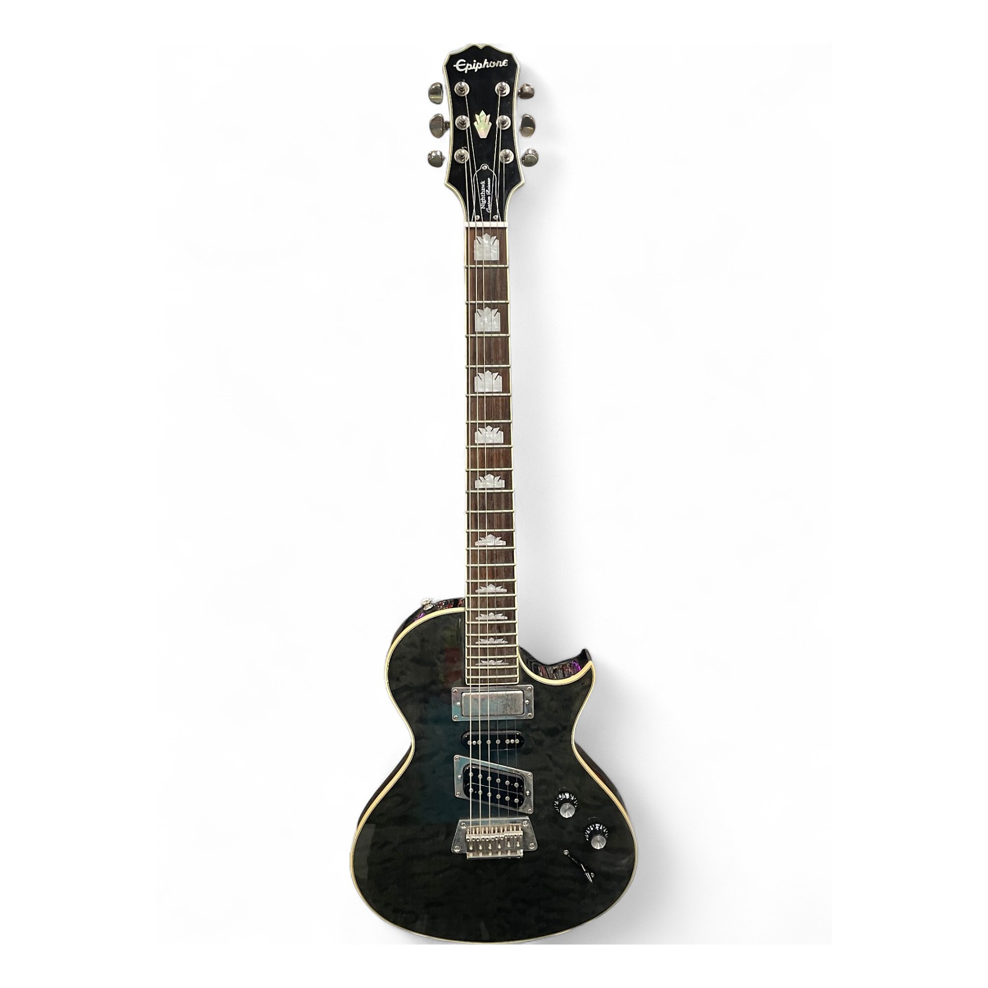 Used Epiphone Nighthawk Custom Reissue Trans Black Solid Body