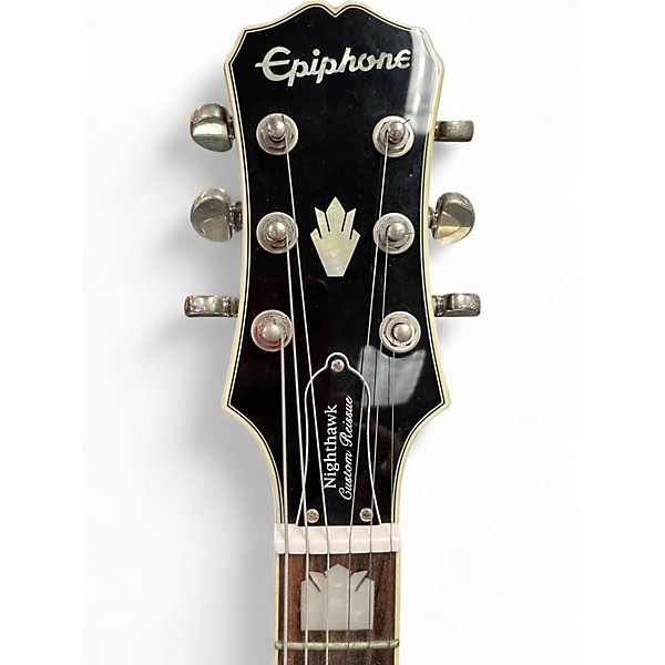 Used Epiphone Nighthawk Custom Reissue Trans Black Solid Body Electric Guitar