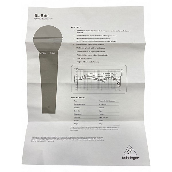 Used Behringer SL84C Dynamic Microphone