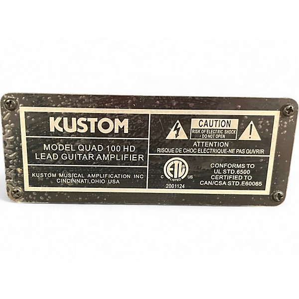 Used Kustom QUAD 100HD Solid State Guitar Amp Head