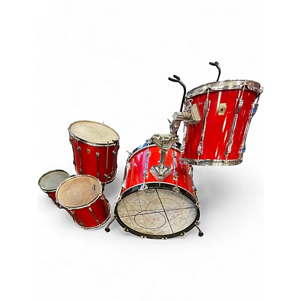 Used 1960s Ludwig 5 Piece SHADOW CLASSIC Candy Apple Red Drum Kit
