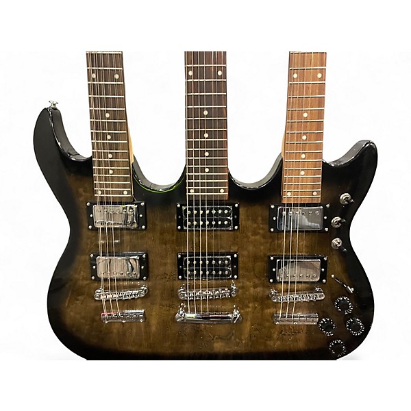 Used Galveston TRIPLE NECK Brown Sunburst Solid Body Electric Guitar