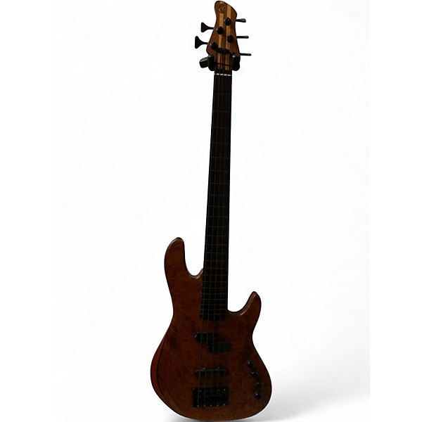 Used Clement 5 STRING FRETLESS Amber Electric Bass Guitar